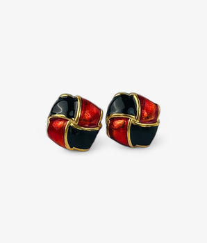 Black&Red Enameled Earrings