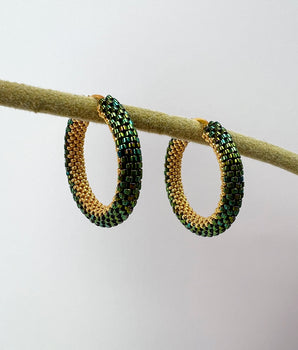 Iridiscent Green Hoops Earrings