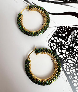 Iridiscent Green Hoops Earrings