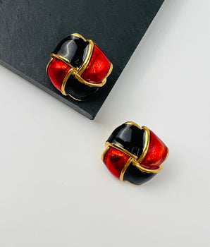 Black&Red Enameled Earrings